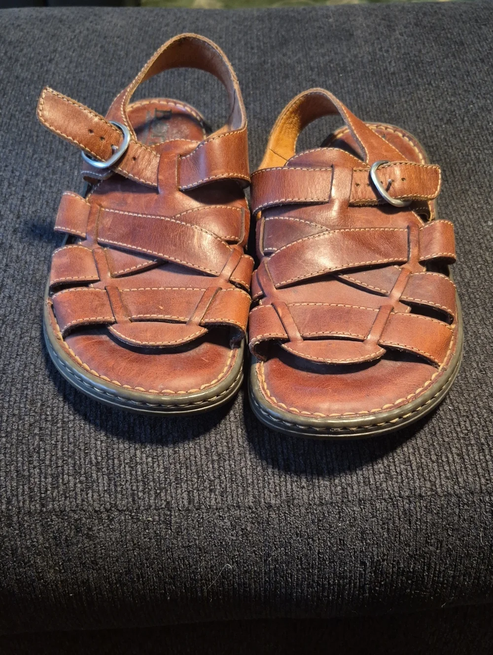 Born Brown Leather Fisherman Sandals with Buckle
